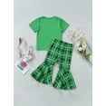 thumbnail image 4 of Gzhioc 2 Pcs Toddler Casual Printed Outfits, Girls Short Sleeve Round Neck T-shirt + Plaid Flared Pant, 4 of 9