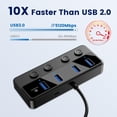 thumbnail image 2 of Hub USB Qeefun USB 3.0 de 4 puertos con interruptores de alimentación LED individuales, 2 of 9