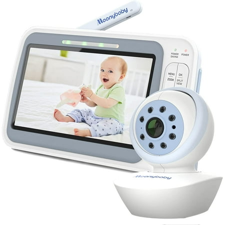 Moonybaby QuadView 50 5" HD Video Baby Monitor with Remote Pan/Tilt Camera, Model: QuadView50