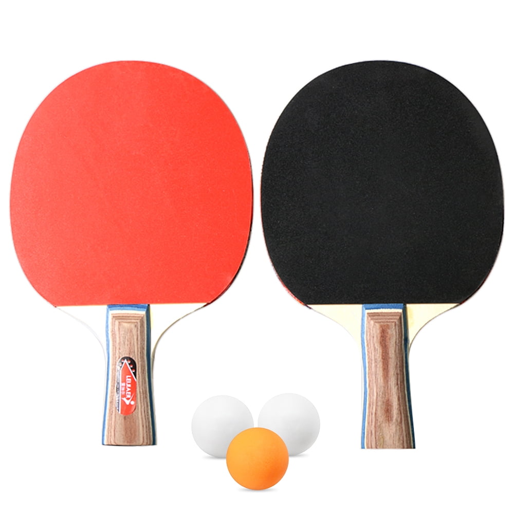 Set of 2 Table Tennis Bats & 3 Balls Paddle Blade Ping Pong  2 Players Kids Game 