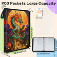 thumbnail image 4 of Dragon Trading Card Binder, 4-Pocket 400 Cards Collection and Storage Bag with Zipper, Card Holder Portable Collector Album Storage Organizer with 50 Sleeves, 4 of 9