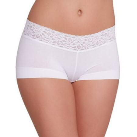 

Women s Maidenform 40859 Dream Cotton Boyshort Panty with Lace (White 6)