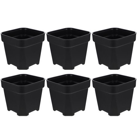 Niceauty Succulent Pots Plastic Planter Black 6Pcs