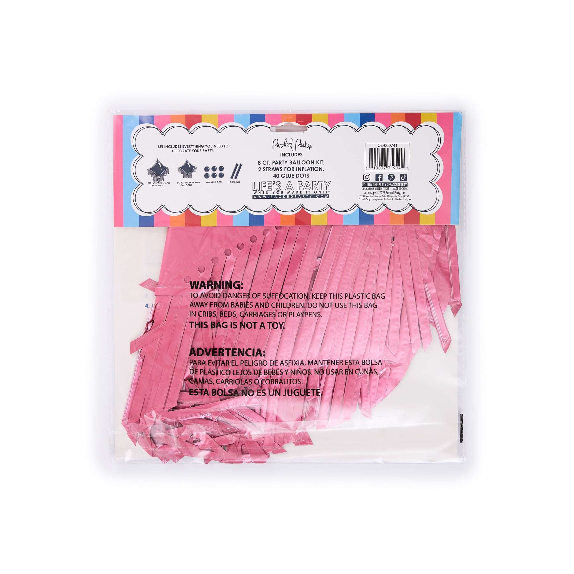 Packed Party Pink Sparkle Fringe Balloon Set