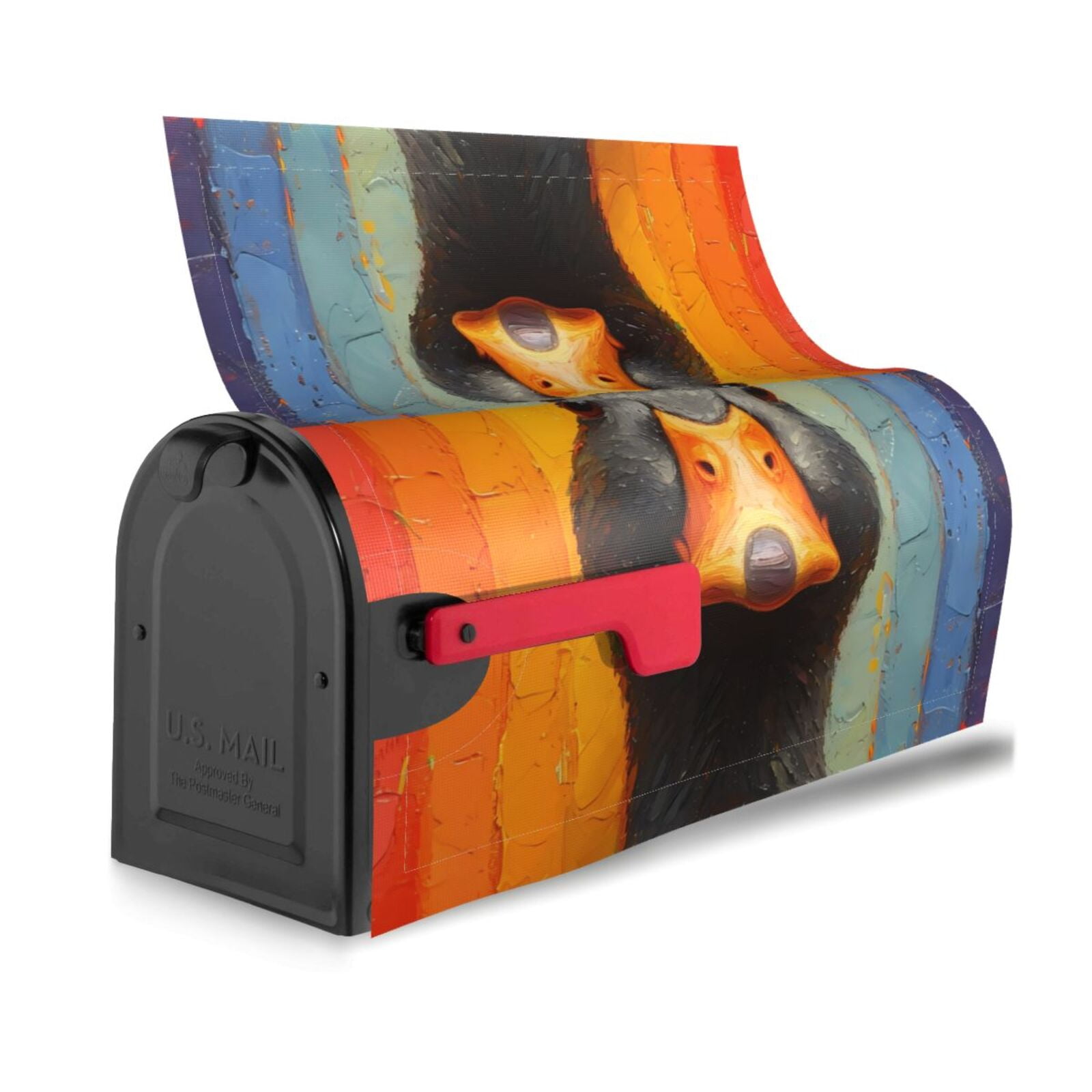 Logiee Colorful Painted Duck Print Post Letter Box Wrap Decor, Mailbox Cover Suitable for Standard Mailbox and Large Size Mailbox,Outdoor Yard Decoration-21x18 in