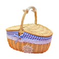 thumbnail image 4 of Cesta de picnic de mimbre práctica y rural con forro lavable. Cesta de ratán para servir y almacenar. Pequeño, 4 of 9
