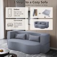 thumbnail image 4 of NeoKo Teddy Fabric 2 in 1 Convertible Folding and Space-Saving Sofa Bed with 2 Pillows, Grey, 4 of 8