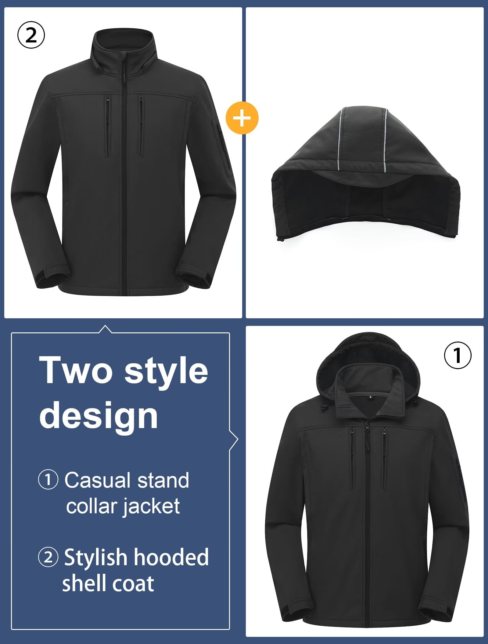 Chrisuno Mens Windproof Waterproof Soft Fleece Winter Running Jacket Windproof Warm Coat Grey 2XL