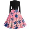 thumbnail image 3 of Christmas Dresses for Women Plus Size Glitter Xmas Tree Print Dresses Christmas Tea Party Dress Long Sleeve Crew Neck Vintage Dresses Holiday Snowflake Cocktail Swing Dress, 3 of 3