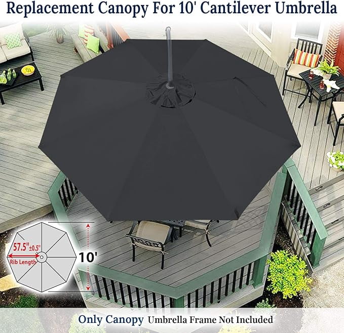 ALUVIERA Replacement Umbrella Canopy for 10ft 8 ribs Cantilever Hanging Umbrella (Canopy Only)