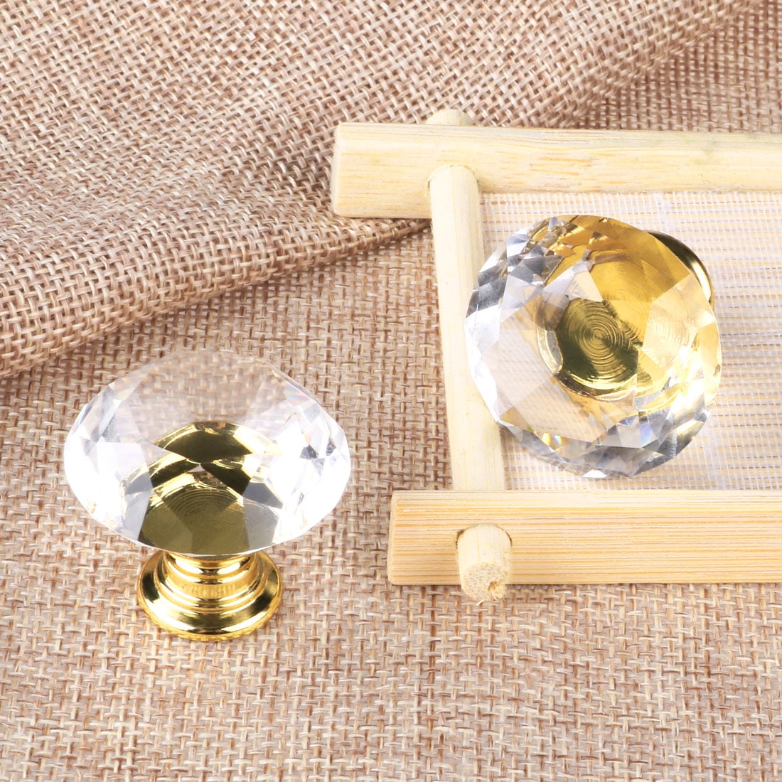Unique Bargains 1.18" Crystal Glass Cabinet Knob Polished Chrome