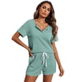 thumbnail image 2 of Ekouaer Ribbed Knit Lounge Sets for Women 2 Piece Outfits Short Sleeve Top and Shorts Pajama Sets Tracksuit Sweatsuits, 2 of 4