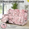 thumbnail image 3 of ZIATUBLES Butterfly Flower Pink Recliner Covers for 3 Seater Reclining Sofa, Soft Fitted Furniture Protector for Pets Washable Stretch Recliner Chair Covers with Storage Pockets Set of 8, 3 of 9