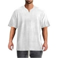 thumbnail image 2 of Zylanna Men's T-Shirts Tee, Summer Solid Color V-Neck Short Sleeve Stretchy Tops for Sport White, 2 of 7