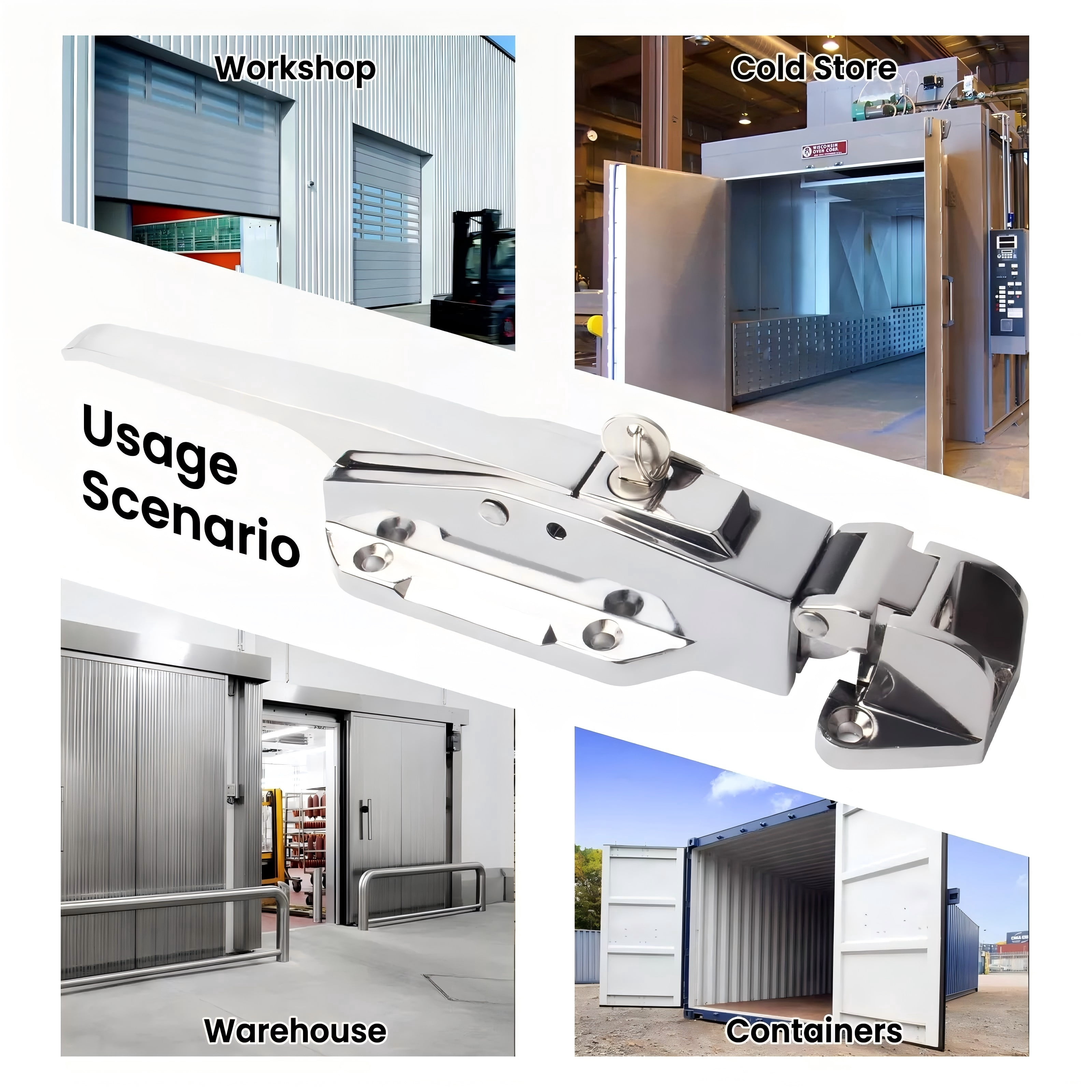 Safety Latch Handle Kit For Walk-in Cooler Doors - 304 Stainless Steel, 3.9" Inside Release, Offset Strike - View #2