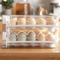 thumbnail image 3 of Inteprter Organizador de almacenamiento de huevos para refrigerador, soporte de 2 capas, tipo cajón, apilable, caja transparente para comida de Organizadores de utensilios de cocina, 3 of 6