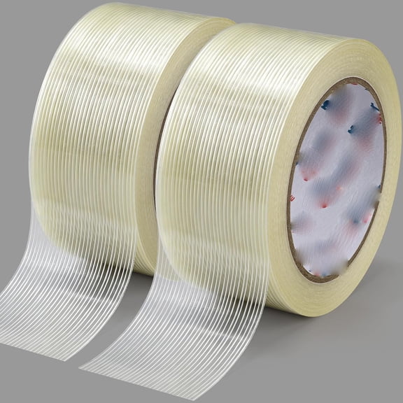 ICERUN Heavy Duty Filament Strapping Tape 2 Rolls 2X35 Yds,Waterproof Weatherproof Strong Adhesive Tape for Shipping,Pallet Securing and Industrial Bundling