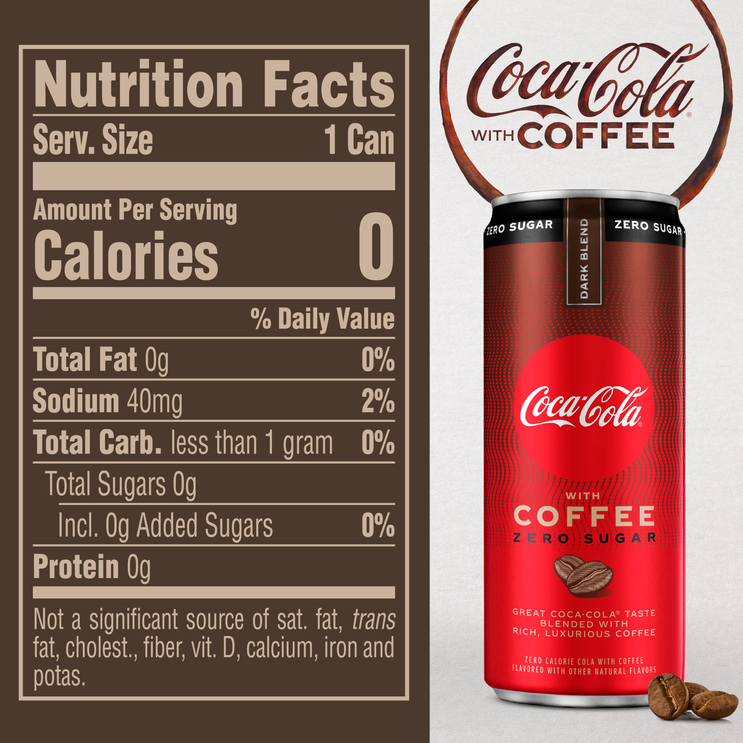 Coca-Cola with Coffee Dark Blend Zero Sugar Cans,  12 fl oz - image 5 of 12