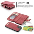 thumbnail image 6 of for iPhone 13 Wallet Case,Multifunction Zipper Purse Wallet Case [Card Slots][Cash Pocket][Kickstand] Detachable Magnetic Back Phone Cover for iPhone 13 6.1 inch (Red), 6 of 9