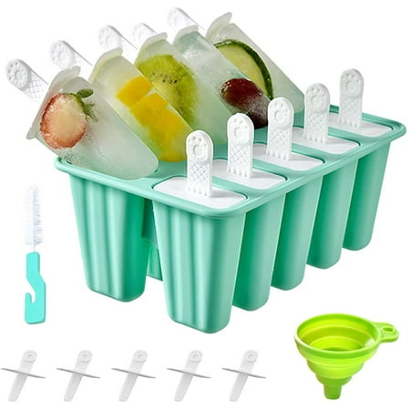 Popsicle Molds 10 Pieces Silicone Reusable Ice Pop Molds Easy Release ...