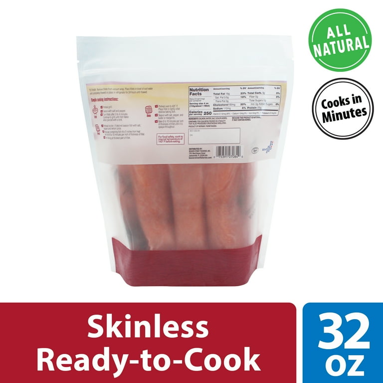 Sea Best Frozen Skinless Antibiotic Free Atlantic Salmon Fillets, 2 LB