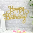 thumbnail image 6 of Happy Birthday Cake Topper, Glitter Happy Birthday Cake Pick Bunting Decor for Anniversary Celebrating Happy Birthday Party Cake Decorations Supplies Gold, 1 Pcs, 5.51x3.74", 6 of 6