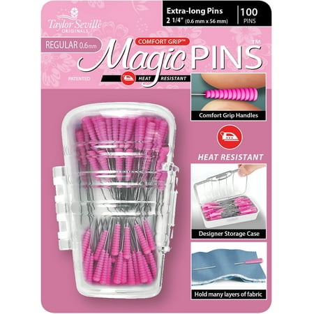 UPC: 0766152219553 | Taylor Seville Magic Pins – Extra Long-Pink 100/Pkg