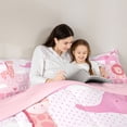 thumbnail image 4 of Erosebridal Pink Cartoon Animal Twin Bedding Sets 7-Piece, Lion Giraffa Bedding Comforter Set, 4 of 7