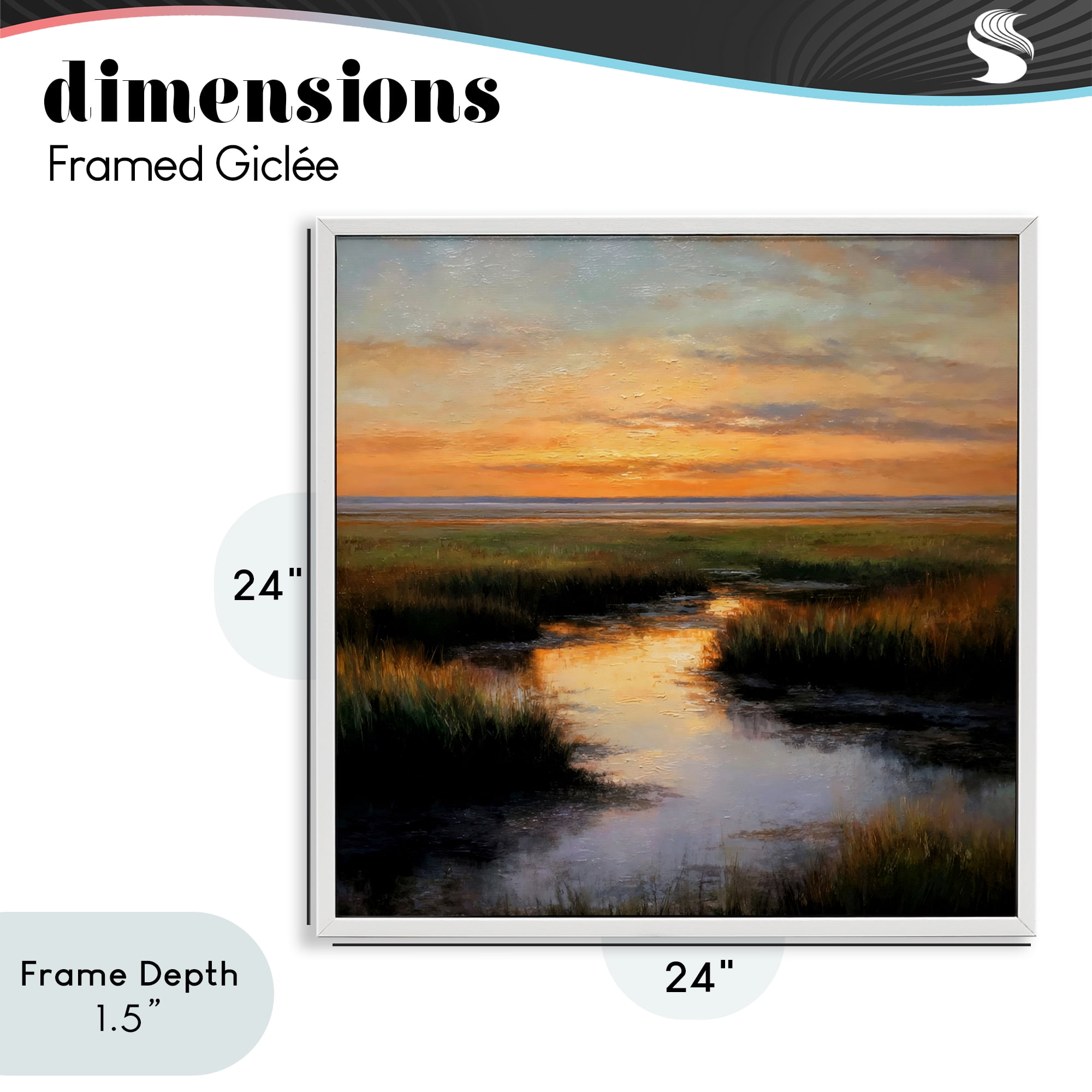 Stupell Industries Warm Marshland Sunset White Framed Giclee Art, design by Petal Prints Design