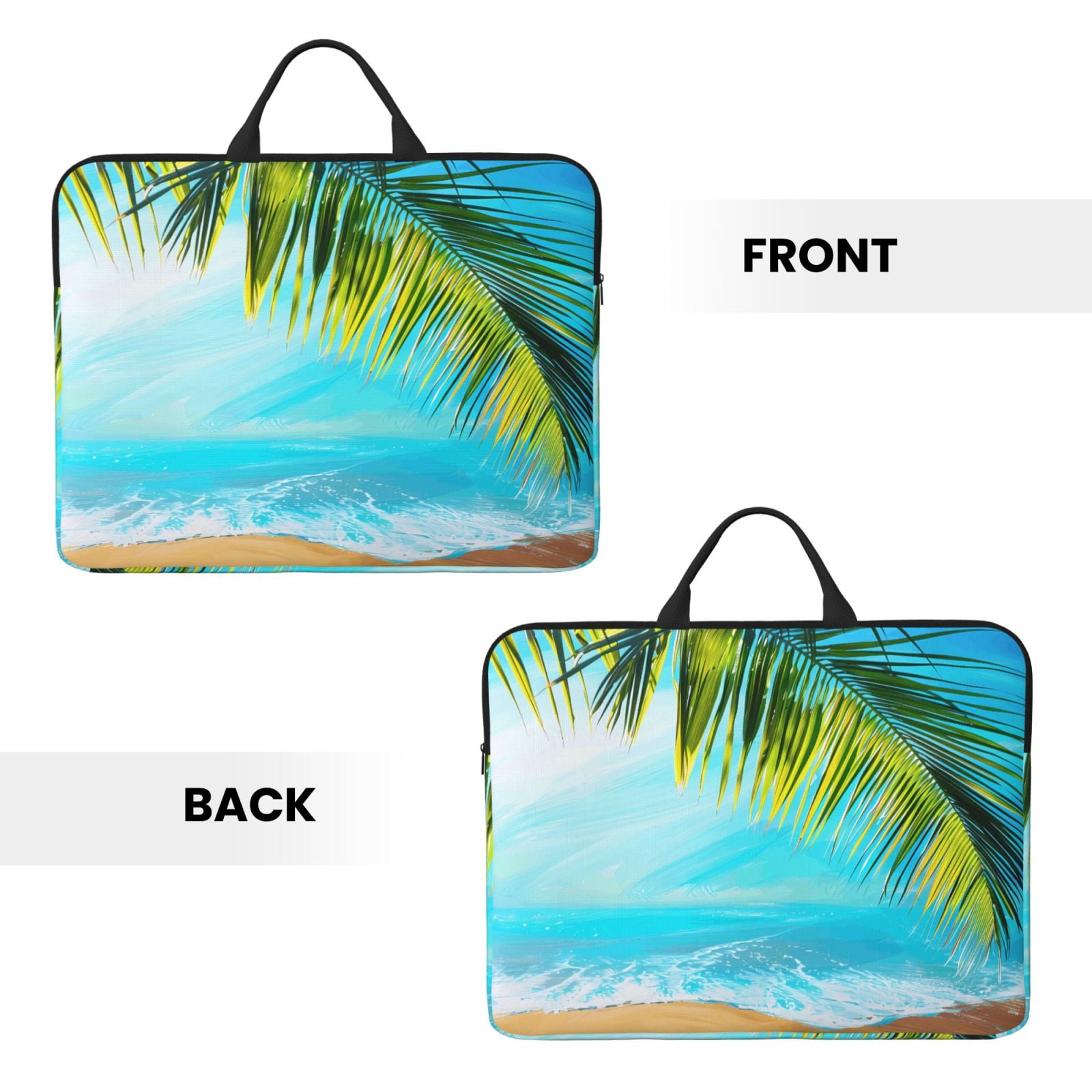 Laptop Sleeve Bag For Women Men 14inch Waterproof Durable Protective Computer Carrying Cover Handle Laptop Case Bag Beach Palm Leaf (2) (1)