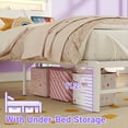 thumbnail image 6 of Yoneston Power Outlet LED Light Twin Metal Platform Bed Frame with 2-Tier Storage USB Port Charging Station Headboard for Kids Boys Girls, White, 6 of 11
