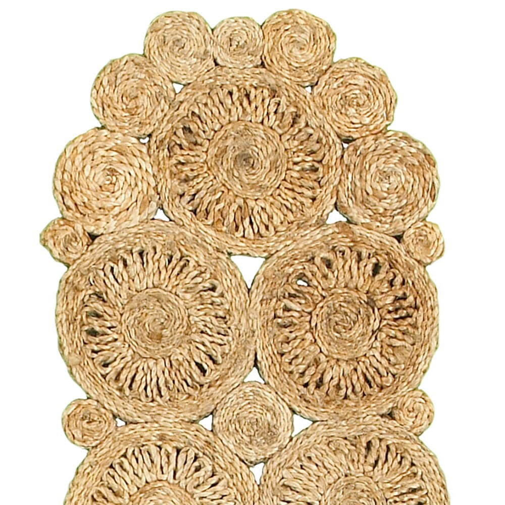 LR Home Hugo Solid Jute Table Runner, Natural 6’8” Length