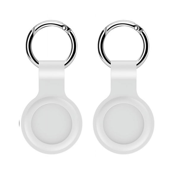 2 packs Soft Silicone Case Compatible with Apple Air Tags, Protective Skin Cover with Key Ring for Air Tags, Dog air tag Holder, White