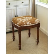 123 Creations Caramel Magnolia Vanity Stool with wood stained finish