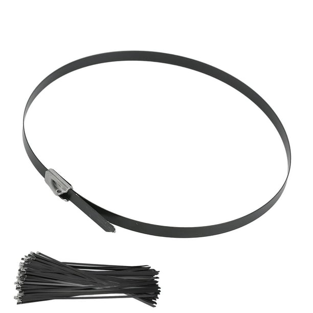 Black Zip Ties, Flame Proof Stainless Steel Cable Ties Buckle For Label 