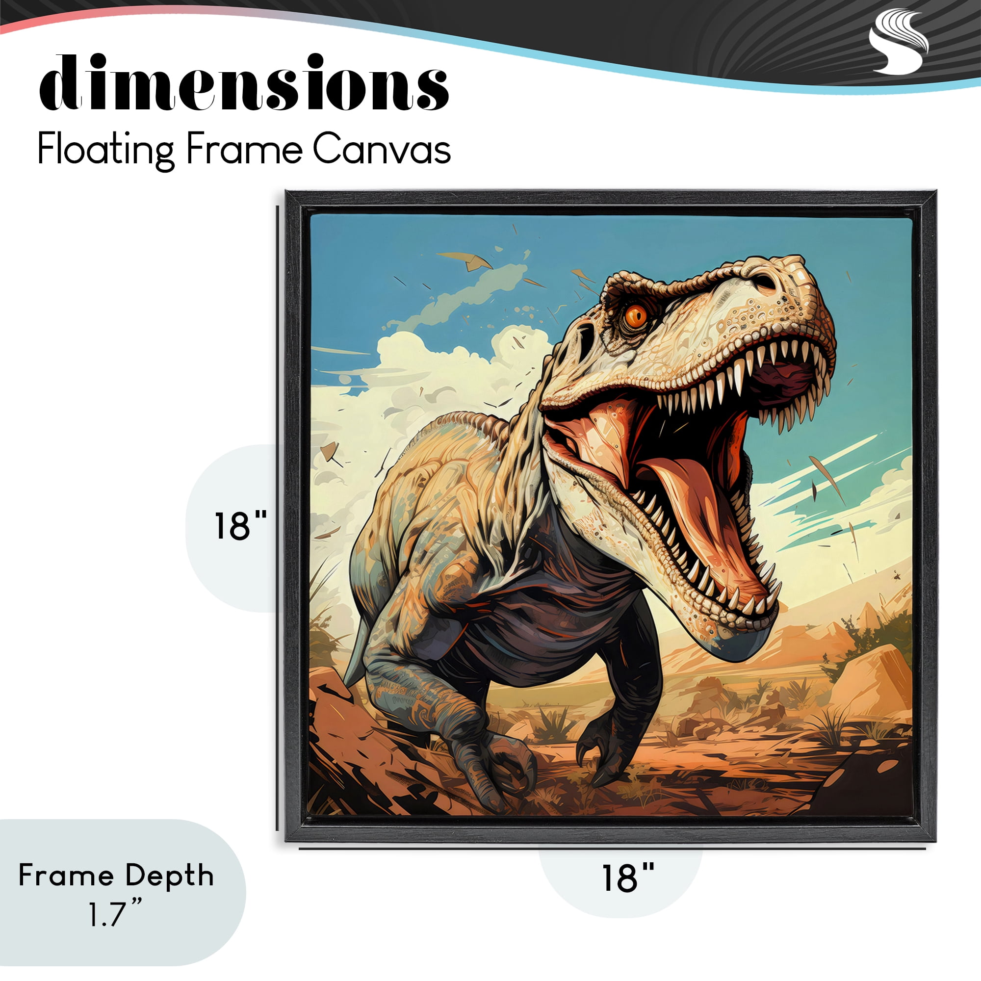 Stupell Industries Velociraptor Desert Sunset Black Framed Floater Canvas Wall Art, design by Creative Studio