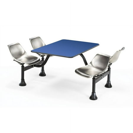 OFM 1002-SS-BLUE Cluster Table with Laminate Top and Stainless Steel Chairs - Blue