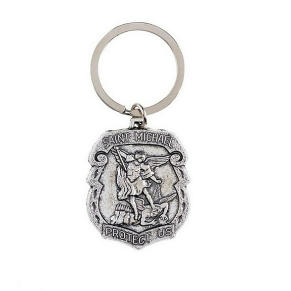 Archangel St Michael Badge Religious Key Ring