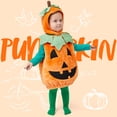 thumbnail image 2 of Joyfy Halloween Pumpkin Costume for Toddler, Pumpkin Costume with Plush Green Leaves, Halloween Party Dress up Costume 3-4 Yrs, 2 of 11