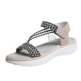 thumbnail image 3 of Women's Wide Width Flat Sandals, Breathable Woven Fabric Open Toe Shoes with Adjustable Ankle Strap, Comfortable Soft Sole Walking Shoes for Summer, Beach, Daily Wear - Black/Gray/Beige, 3 of 9