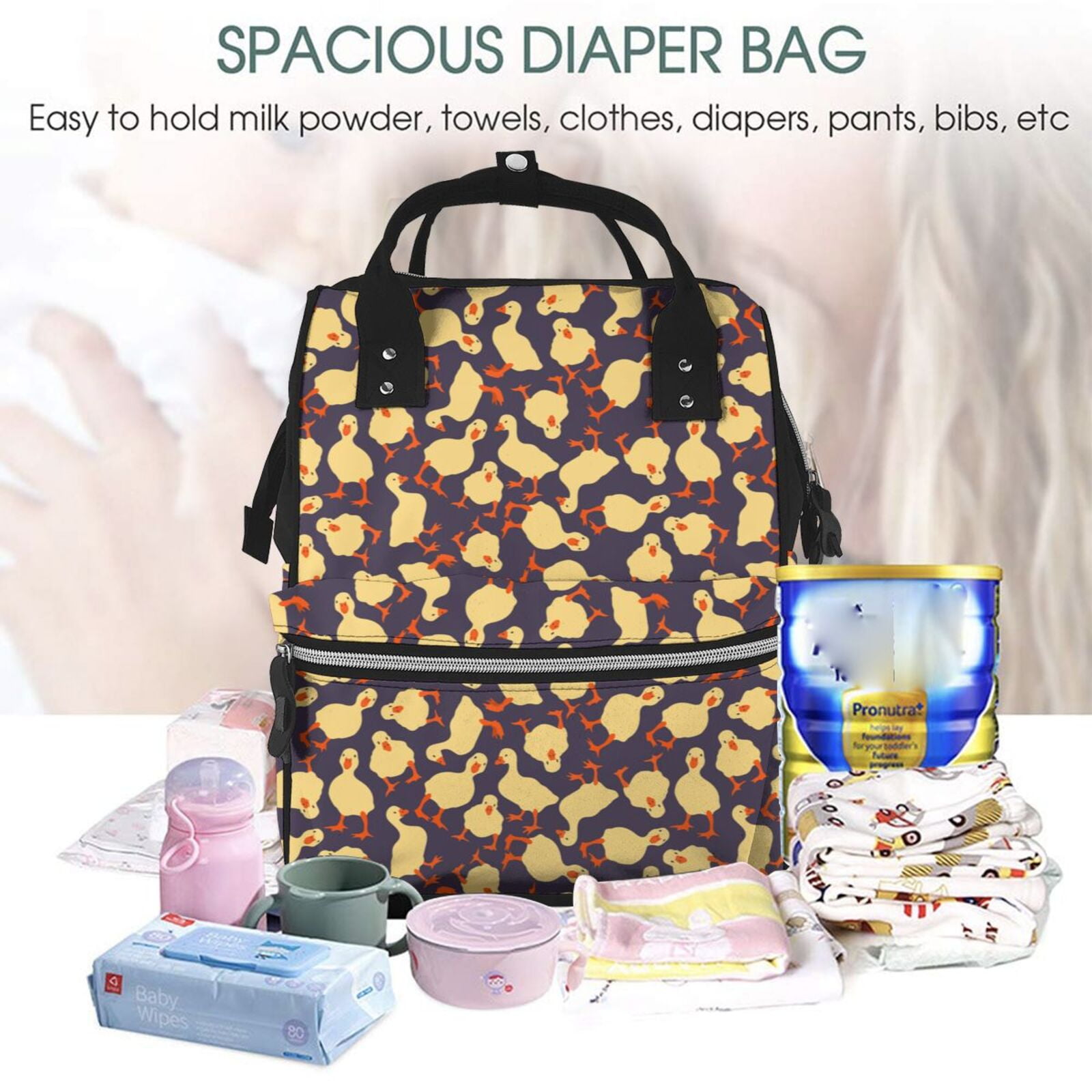 Fuzoiu Cute Small Farm Birds Print Diaper Bag Backpack,Baby Essentials Travel Tote,Multi function Waterproof Diaper Bag, Travel Essentials Baby Bag - Unisex