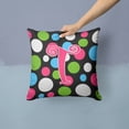 thumbnail image 2 of Letter T Initial Monogram - Polkadots and Pink Fabric Decorative Pillow, 2 of 4