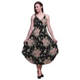 thumbnail image 1 of Bimba Robe Midi d'Été Imprimée à Fleurs pour Femmes Col en V Tenue de Vacances-Petite, 1 of 5