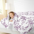 thumbnail image 4 of Manfei Purple Flower Queen Comforter Set, Spring Garden Floral Bedding Sets, Tropical Vintage Blossom Bedding Comforter Set, Luxury Bedroom Decor Reversible 3 Pieces, 4 of 8