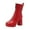 Red, variant on Xfvqtps Womens Fashion Chunky Heel Ankle Boots with Side Zipper Suede Pointed Toe Booties for Fall Winter Comfortable Dress Casual Boots for Women Black