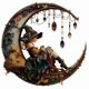 thumbnail image 3 of Decoración de Halloween: adorno colgante de bruja con luna, acrílico para pared, para fiestas y festivales temáticos, colgante, 3 of 3