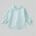thumbnail image 2 of Aihuaihua Toddler Baby Girls Long Sleeve Shirt Ruffle Collar Breathable Blouse Top for Summer Light Green 2-3 Years, 2 of 5