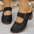 thumbnail image 2 of Dakaela Clogs for Women Closed Toe Chunky Heels Mules Cutout Hollow Slip on Slides Loafer Shoes Arch Support Summer Heeled Sandals Black 6.5, 2 of 9