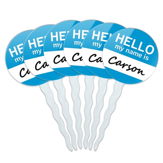 Carson Hello My Name Is Cupcake Picks Toppers - Set of 6