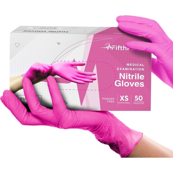 Fuchsia Hot Pink Nitrile Disposable Gloves - 3 Mil Nitrile - Powder and Latex Free - Surgical Medical Exam Gloves